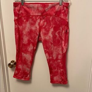 Lululemon Sun Runner Cropped Leggings in Pink Tie Dye Size 12